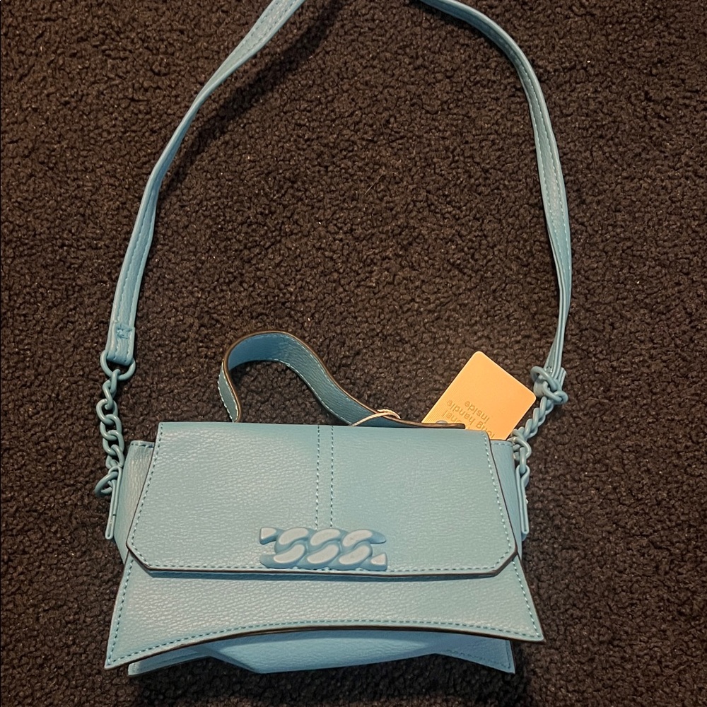 Blue Leather Shoulder Bag